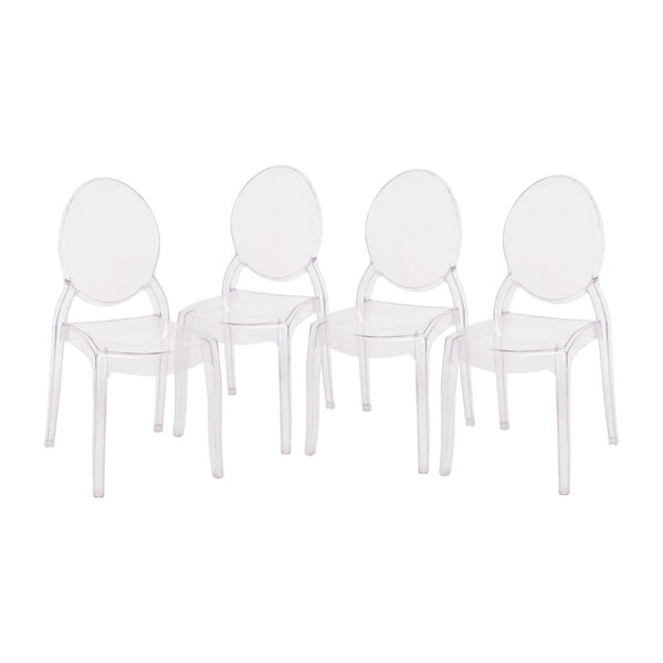 English Elm Revna Set of 4 Transparent Crystal Ghost Chairs - Stylish, Durable, and Comfortable for Every Occasion ZH-GHOST-OVR-4-GG