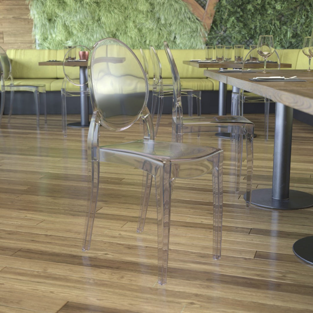 English Elm Revna Set of 4 Transparent Crystal Ghost Chairs - Stylish, Durable, and Comfortable for Every Occasion ZH-GHOST-OVR-4-GG