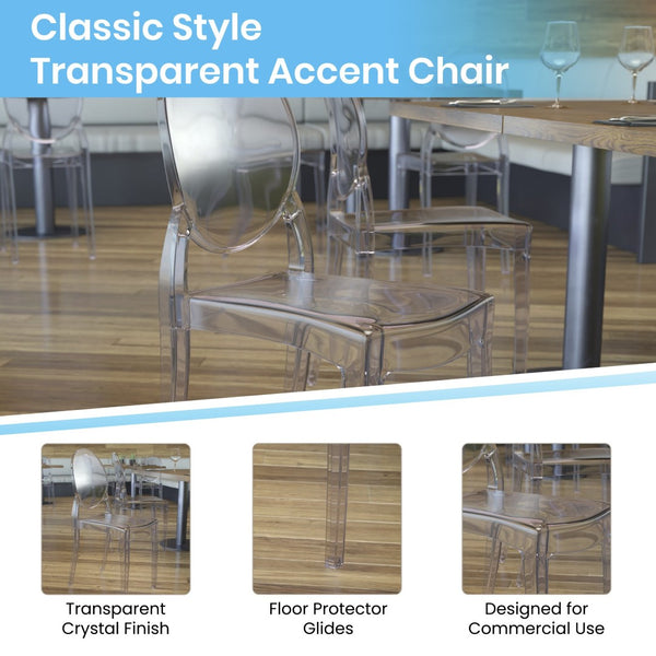 English Elm Revna Set of 4 Transparent Crystal Ghost Chairs - Stylish, Durable, and Comfortable for Every Occasion ZH-GHOST-OVR-4-GG