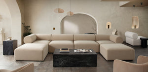 Diamond Sofa Zia Ottoman In Light Camel Velvet - Stylish Design, Modular Comfort & Versatile Chic For Any Space Ivory Fabric Ziaotlca