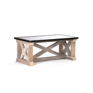 Zentique Valerie Coffee Table: Rustic Charm Meets Modern Elegance With Unique Reclaimed Heart Pine Base Copper,Light Brown Rust,Copper Finish Sealed With Lacquer Top,Reclaimed Heart Pine Base Zic004-l