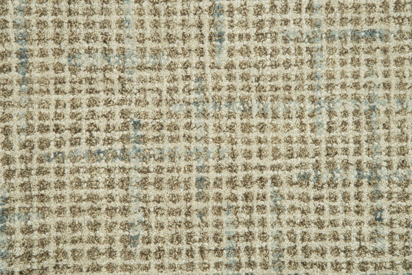 Alora Decor Zion Hand-Tufted 100% Wool Rectangle Rug With Space-Dyed Mosaic In Beige, Ivory & Blue Tones 7'6" x 9'6" ZIOZIO10300047696