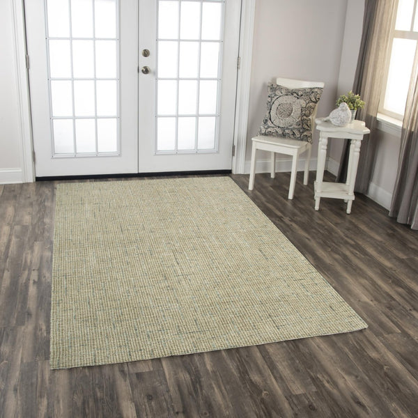 Alora Decor Zion Hand-Tufted 100% Wool Rectangle Rug With Space-Dyed Mosaic In Beige, Ivory & Blue Tones 7'6" x 9'6" ZIOZIO10300047696