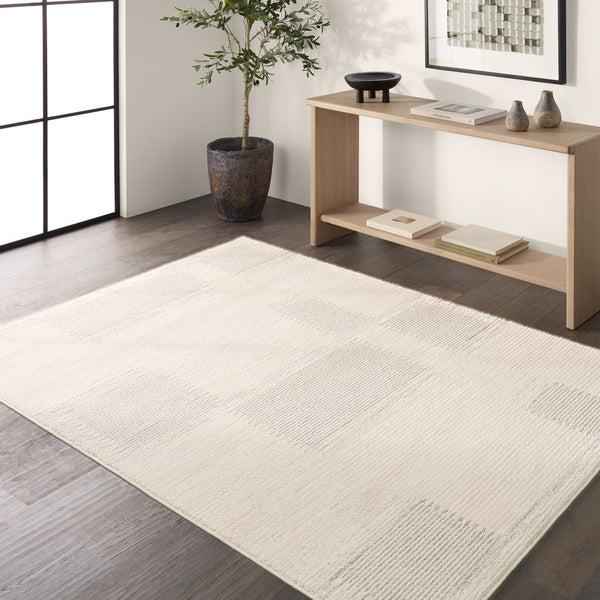 Jaipur Living Ziyad Ares Ziy01 Powerloomed Machinemade 55% Polyester 45% Polypropylene Scandinavian Stripes Indoor Rug Ivory, Gray 55% Polyester 45% Polypropylene Rug160752