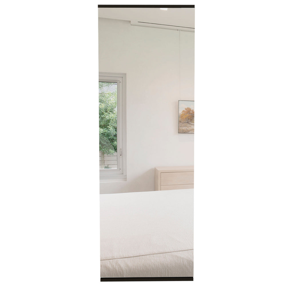 English Elm Leto Wall Mounted Shoe Rack With Mirror — 54" Tall Space-Saving Single Door Holds 10 Pairs, Stylish Black 57.1 L x 22.8 W x 4.7 H B20091927