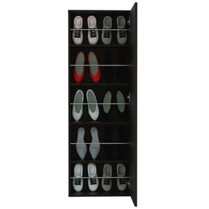 English Elm Leto Wall Mounted Shoe Rack With Mirror — 54" Tall Space-Saving Single Door Holds 10 Pairs, Stylish Black 57.1 L x 22.8 W x 4.7 H B20091927