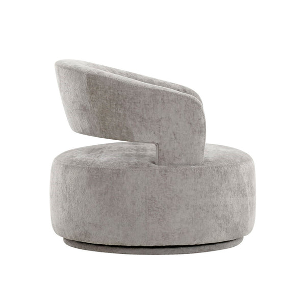 Pasargad Home Piagia Swivel Barrel Chair - Ultra-plush Silver Upholstery For Modern Comfort & Style Silver Polyester Pzw-20087
