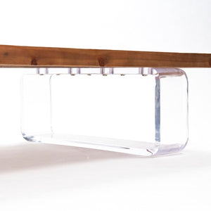 Zentique Acrylic Clear Coffee Table with Oak Top — Low-Profile Modern Centerpiece, Transparent Legs, 71"W ZMA001