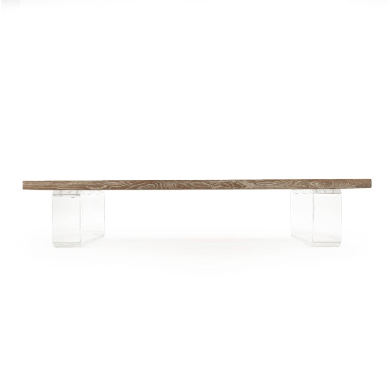 Zentique Acrylic Modern Oak Coffee Table — Clear Floating Acrylic Frame, Low-Profile 71" x 29.75" Centerpiece ZMA001 E272