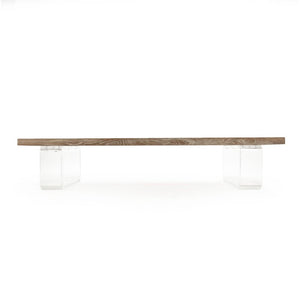 Zentique Acrylic Modern Oak Coffee Table — Clear Floating Acrylic Frame, Low-Profile 71" x 29.75" Centerpiece ZMA001 E272