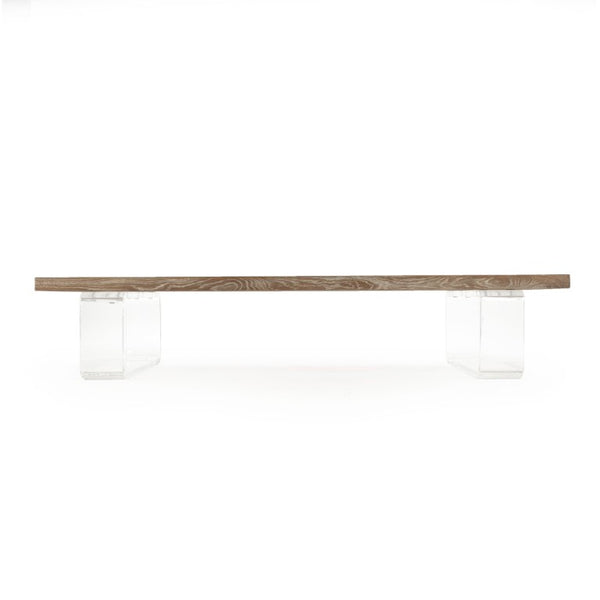 Zentique Acrylic Modern Oak Coffee Table — Clear Floating Acrylic Frame, Low-Profile 71" x 29.75" Centerpiece ZMA001 E272
