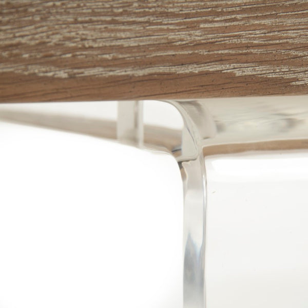 Zentique Acrylic Modern Oak Coffee Table — Clear Floating Acrylic Frame, Low-Profile 71" x 29.75" Centerpiece ZMA001 E272