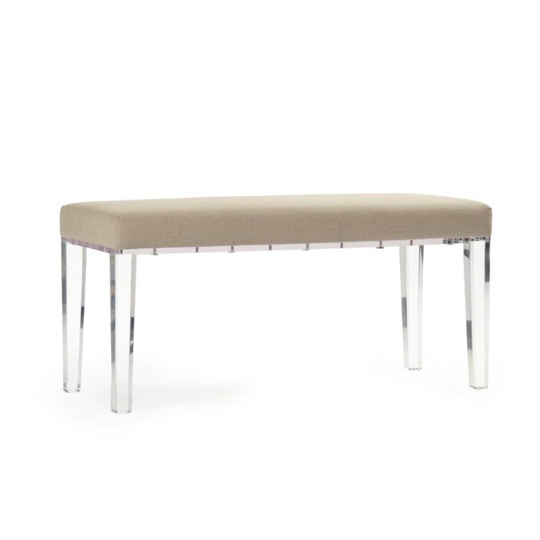Zentique Emma Linen Acrylic Bench — 40" Padded Two-Seater for Entryway, Bedroom or Living Room, Neutral Chic (96 chars) ZMA002 A003