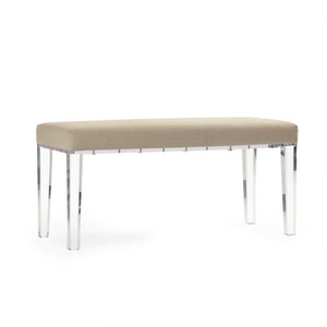Zentique Emma Linen Acrylic Bench — 40" Padded Two-Seater for Entryway, Bedroom or Living Room, Neutral Chic (96 chars) ZMA002 A003