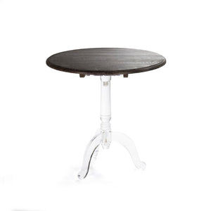 Zentique Acrylic Modern Clear Accent Table with Warm Oak Trim — Floating Visual Design, Sturdy & Scratch-Resistant ZMA004