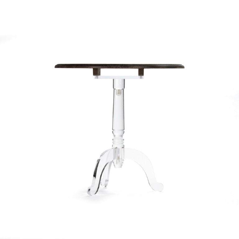 Zentique Acrylic Modern Clear Accent Table with Warm Oak Trim — Floating Visual Design, Sturdy & Scratch-Resistant ZMA004