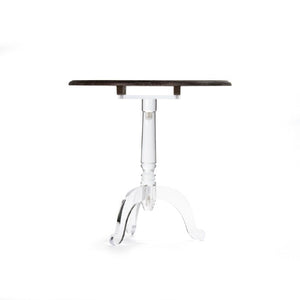 Zentique Acrylic Modern Clear Accent Table with Warm Oak Trim — Floating Visual Design, Sturdy & Scratch-Resistant ZMA004