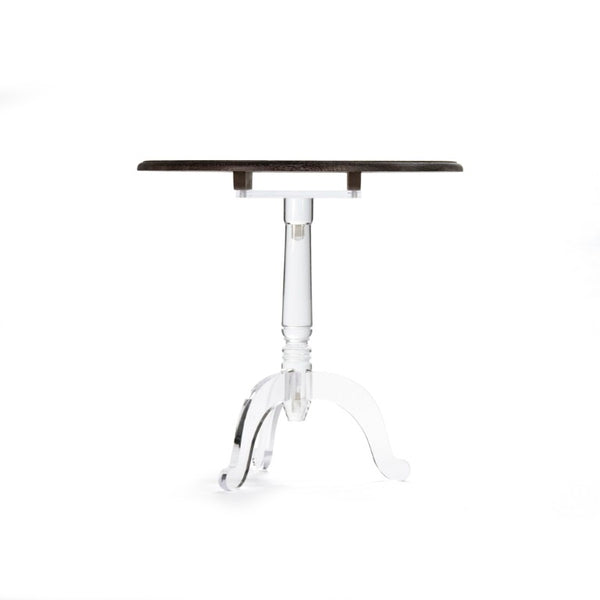Zentique Acrylic Modern Clear Accent Table with Warm Oak Trim — Floating Visual Design, Sturdy & Scratch-Resistant ZMA004