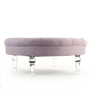 Zentique Adalene Ottoman with Acrylic Accents and Plush Linen Upholstery — Versatile Seating, Durable Style Liliac Linen ZMA011