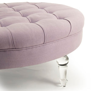 Zentique Adalene Ottoman with Acrylic Accents and Plush Linen Upholstery — Versatile Seating, Durable Style Liliac Linen ZMA011