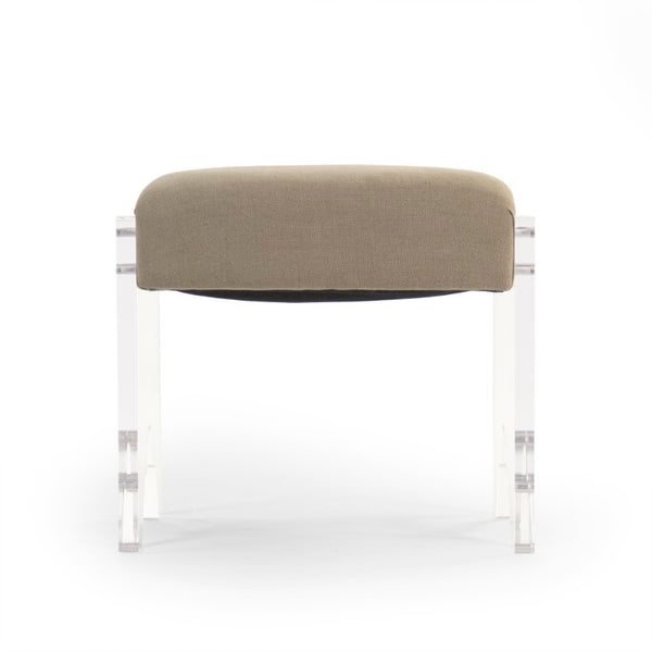 Zentique Addie Clear Acrylic & Linen Stool — Lightweight Modern Vanity Seat, Compact Coastal Accent (19.5x18") ZMA012