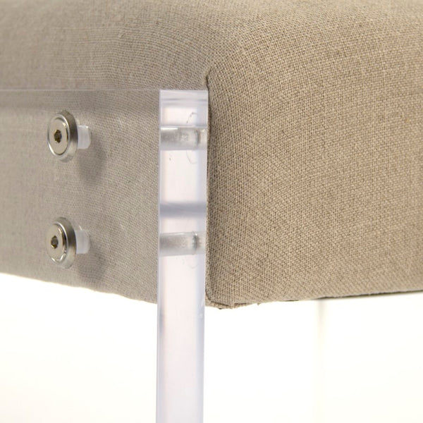 Zentique Addie Clear Acrylic & Linen Stool — Lightweight Modern Vanity Seat, Compact Coastal Accent (19.5x18") ZMA012