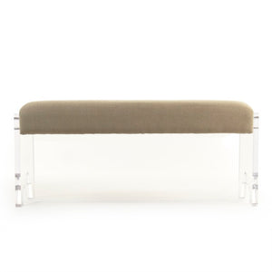 Zentique Addie Clear Acrylic Bench with Removable Linen Cushion — Modern Minimalist Entryway Seating, 41" ZMA013