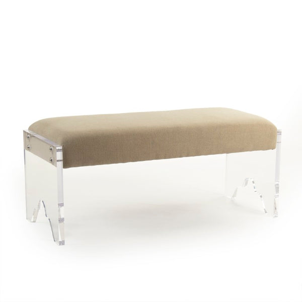 Zentique Addie Clear Acrylic Bench with Removable Linen Cushion — Modern Minimalist Entryway Seating, 41" ZMA013
