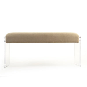 Zentique Adela Acrylic-Linen Bench with Floating Clear Base, 41"W x 19"H x 18"D — Modern Entryway Seating ZMA015