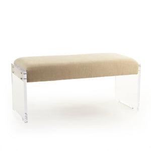 Zentique Adela Acrylic-Linen Bench with Floating Clear Base, 41"W x 19"H x 18"D — Modern Entryway Seating ZMA015