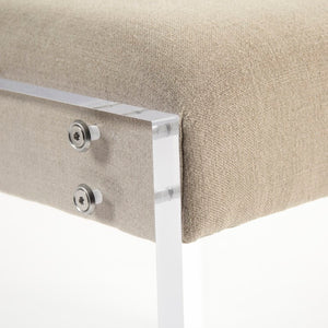 Zentique Adela Acrylic & Linen Stool — Compact Modern Vanity Seat, Padded Cushion, Versatile Accent Piece ZMA016