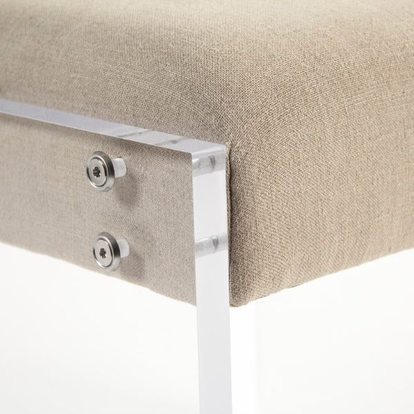 Zentique Adela Acrylic & Linen Stool — Compact Modern Vanity Seat, Padded Cushion, Versatile Accent Piece ZMA016