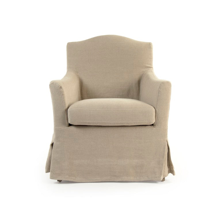 Zentique Fabre Solid Oak & Linen Chair — Scandinavian Minimalist Dining & Office Seat, Ergonomic Comfort, Durable Craftsmanship ZMA018