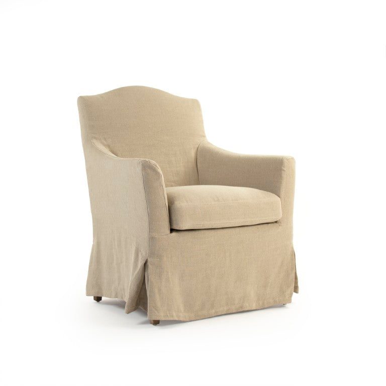 Zentique Fabre Solid Oak & Linen Chair — Scandinavian Minimalist Dining & Office Seat, Ergonomic Comfort, Durable Craftsmanship ZMA018