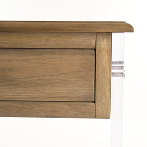 Zentique Talon Oak Console Table with Clear Acrylic Legs — Sculptural 55"W Entryway Surface, Durable Finish ZMA021