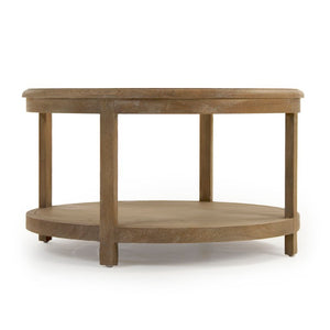 Zentique Odo Solid Oak Coffee Table with Tempered Glass Top, Compact Low-Profile Design for Modern Homes ZMA022