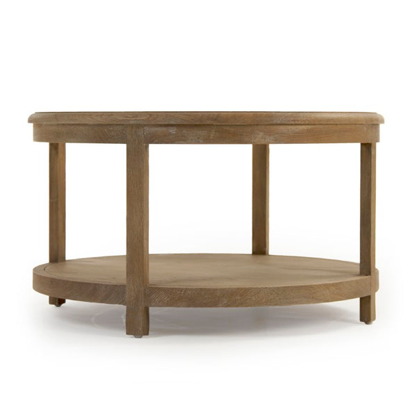 Zentique Odo Solid Oak Coffee Table with Tempered Glass Top, Compact Low-Profile Design for Modern Homes ZMA022
