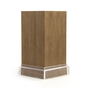 Zentique Olivier Oak-Acrylic Stand — Compact 18.75x32x18.5" Modern Side Table, Plant Pedestal, Minimalist Decor ZMA023