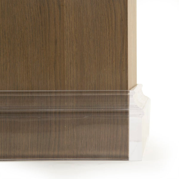 Zentique Olivier Oak-Acrylic Stand — Compact 18.75x32x18.5" Modern Side Table, Plant Pedestal, Minimalist Decor ZMA023