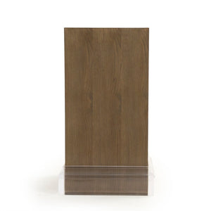 Zentique Olivier Oak-Acrylic Stand — Compact 18.75x32x18.5" Modern Side Table, Plant Pedestal, Minimalist Decor ZMA023