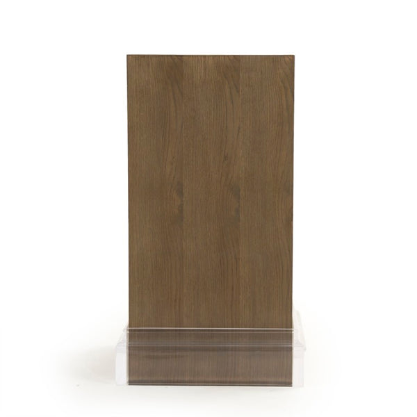 Zentique Olivier Oak-Acrylic Stand — Compact 18.75x32x18.5" Modern Side Table, Plant Pedestal, Minimalist Decor ZMA023
