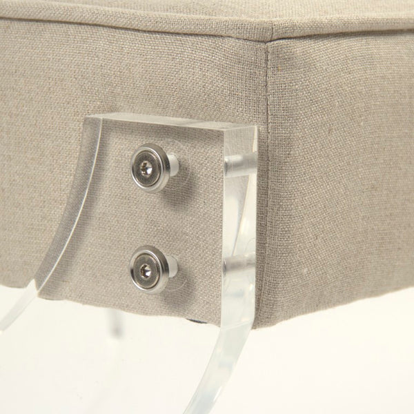 Zentique Melodie Acrylic Stool with Linen Seat — Compact Modern Vanity Accent, Durable & Comfortable (98) ZMA025