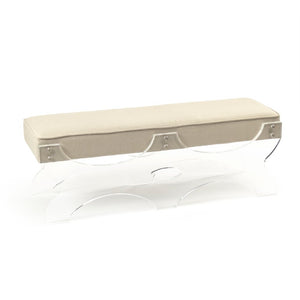 Zentique Melodie Acrylic Bench with Linen Upholstery — Modern Minimalist Entryway Seat, Durable & Plush ZMA026