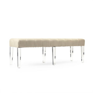 Zentique Meline Acrylic Bench with Linen Cushion — Modern Minimalist Entryway Seating, 51.25" Wide, Airy Design ZMA027