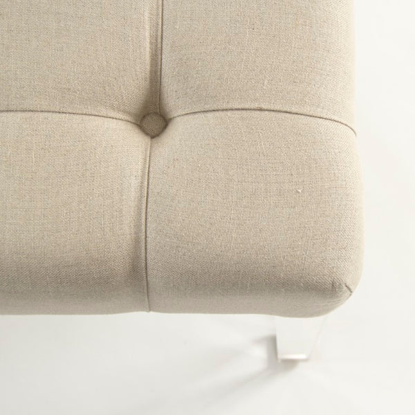 Zentique Meline Acrylic Bench with Linen Cushion — Modern Minimalist Entryway Seating, 51.25" Wide, Airy Design ZMA027