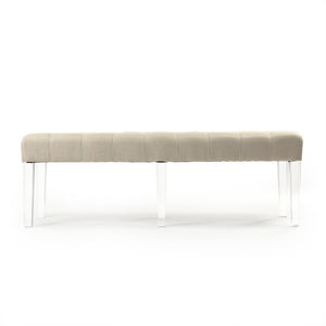 Zentique Meline Acrylic Bench with Linen Cushion — Modern Minimalist Entryway Seating, 51.25" Wide, Airy Design ZMA027