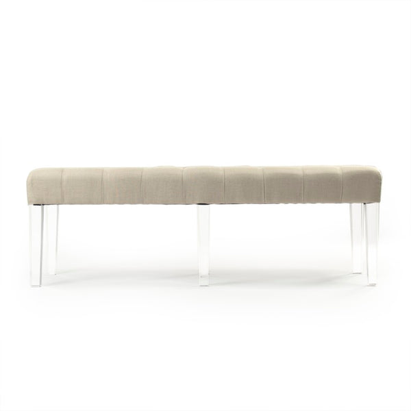 Zentique Meline Acrylic Bench with Linen Cushion — Modern Minimalist Entryway Seating, 51.25" Wide, Airy Design ZMA027