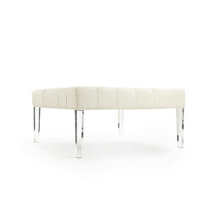 Zentique Raylen Acrylic & Linen Ottoman — 38.5" Low-Profile Pouf for Seating, Footrest, Tray Display, Modern Decor ZMA028