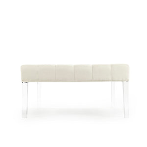 Zentique Raylen Acrylic & Linen Ottoman — 38.5" Low-Profile Pouf for Seating, Footrest, Tray Display, Modern Decor ZMA028