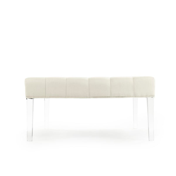 Zentique Raylen Acrylic & Linen Ottoman — 38.5" Low-Profile Pouf for Seating, Footrest, Tray Display, Modern Decor ZMA028